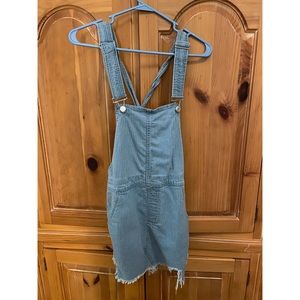 Free People distressed denim overall dress